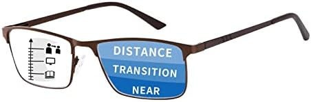 СОВКОД Прогресивни Очила За Читање Со Повеќе Фокуси Блокирање На Сина Светлина За Жени Мажи Метална Рамка Пролетна Шарка Мултифокални Читатели