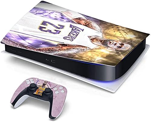 Верзија за кошаркарски диск PZDUIZU PS5 Кожа за конзола и контролори Винил налепница, издржлива, отпорна на гребење, без меур, компатибилен