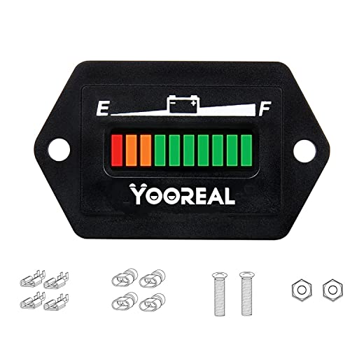 Yooreal 48V олово мерач на батерии, индикатор за употреба на батерии, погоден за машина за патувања за патувања со колички за голф