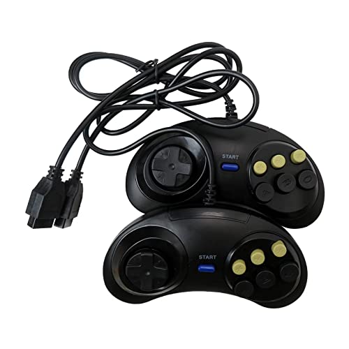 Контролер на контролор со целосна опремена контролор на копчињата од 2PCS за GEGA GENESION Black For Sega Gensis Gaming System