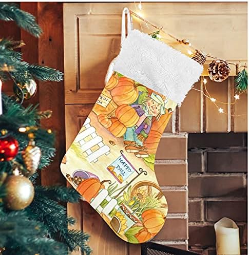 Алаза Божиќни чорапи од тиква Класик Класик Персонализирани големи декорации за порибување за семејни сезонски празници Декор 1 пакет, 17,7 ''