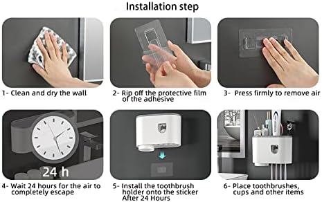 Држач за четкичка за заби, монтиран бања автоматска паста за заби countertop магнетни чаши Функционален држач за четки за заби