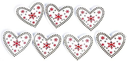 25 парчиња измешани случаен Поин Сетиа/новогодишна елка/срце 2 дупки Дрвени копчиња за шиење занаетчиска облека Практичен дизајн