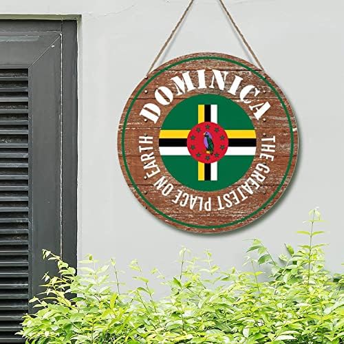 Венец од влезна врата Најголемите места на Земјата Доминика дрво знаци Доминика земја знаме дрво wallид уметност знак за патување подарок