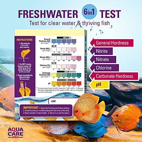 Ленти за тестирање на аквариум во слатководни води 6 во 1 - Комплет за тестирање на резервоарот за риба за тестирање на pH нитрит