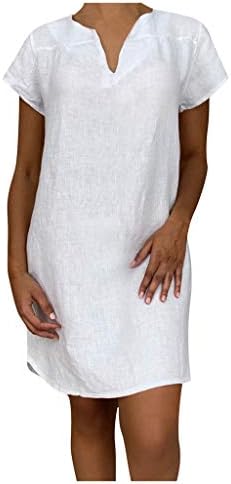 Nokmopo женски фустани обични модни лабави летни фустани со кратки ракави со кратки ракави