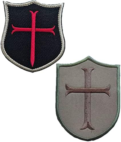 Templar Knight Cross Patch Hook and Loop Tactical Morale Applique Applike Aplenter Воен везена лепенка 2 парчиња