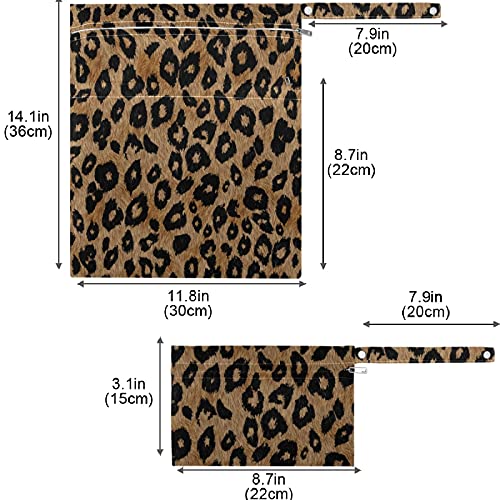 висесани Класични Леопард Зрна 2 парчиња Влажна Торба Со Џебови Со Патент Пространа За Повеќекратна Употреба За Патување,Плажа,Базен,Дневен