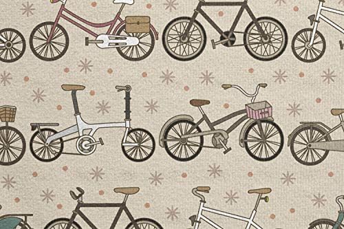 Ambesonne велосипед јога мат пешкир, ретро шема со различни велосипеди цветни детали и точки Забавно возење Урбано живеење, нелизгање на пот-абсорбента