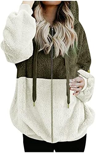Преголеми зимски дуксери Pullover женски меки колеџ мулти-џеб јакна Едноставен крзнен удобен полн ракав