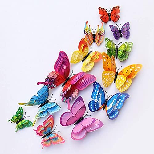 Бероција 120 парчиња 3Д Шарени Налепници За Ѕид Од Пеперутка, Налепници За Ѕидови Од Пеперутки, Отстранливи Пеперутки САМОСТОЈНИ Уметнички