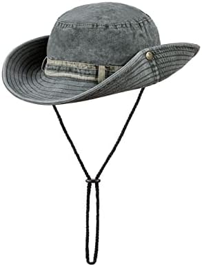 Hzman Sun Hat за мажи жени памук широко кофа капа на отворено УВ заштита од преклопување на летна летна плажа риболов сонце капа