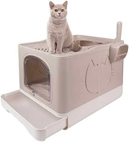Петприм Преклоплива Кутија За Отпадоци За Мачки Горниот Страничен Влез Тоалет За Мачки Затворен Нокшир За Мачки Голем Покриен Тип На Фиока