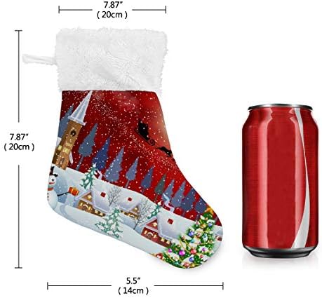 Алаза Божиќни чорапи Снежно село селски класичен персонализирани мали декорации за порибување за семејни сезонски празници за забави Декор од 4.7,87