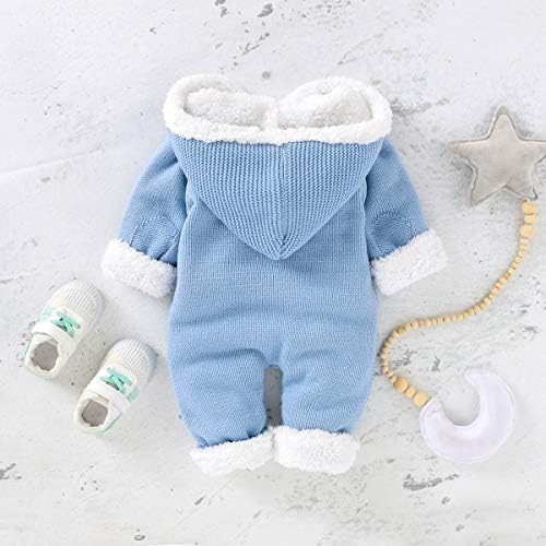 Комби за бебиња со качулка, дете, дете плетен ромпер памук со долги ракави со едно парче покритие