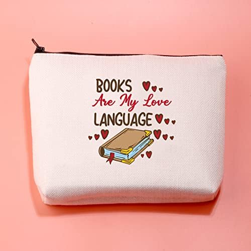 Jxgzso Смешно читање козметичка торба lубител на книги за подароци се мои loveубовен јазик шминка торба за читање торба за читање торба