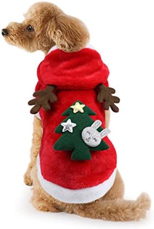 Идепет куче мачка Божиќно палто џемпер Дедо Мраз Цртани филмови ирваси костум меко топло корално руно милениче качулка зимска густа кадифена
