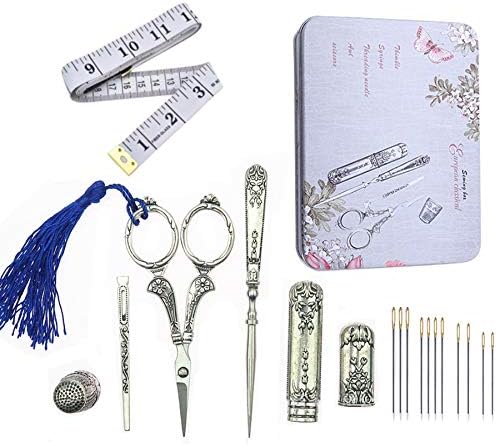 Гроздобер ножици за шиење Европски антички гроздобер комплет за шиење остар облекувач ткаенина за шиење ножици за ножици, злато