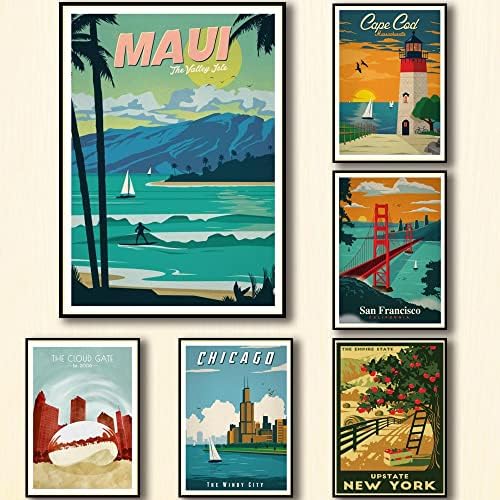Јен градски сет од 18 парчиња патни постери за колаж Трендовски градови патуваат низ светски постер за пејзаж Постави за wallиден декор