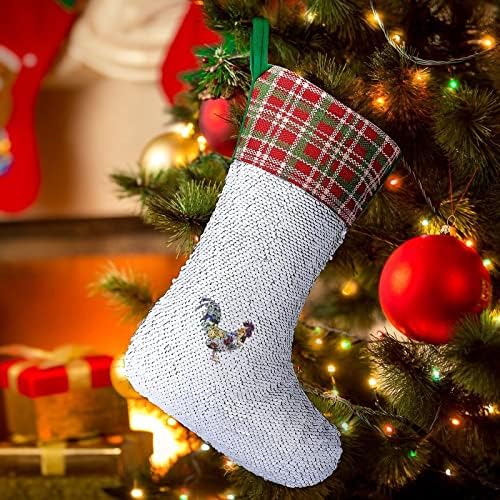 Петел петел со обрасци на франци Божиќни секвенци за порибување на семејни чорапи Декори за дрвја, слатки висечки украси украси за