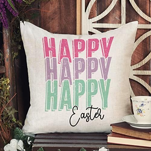 Среќен Велигден Велигденски фрлање перница за капаци на капаци на зајаци за зајаци, Исус декор цвеќиња Перница, плоштад за декорт,