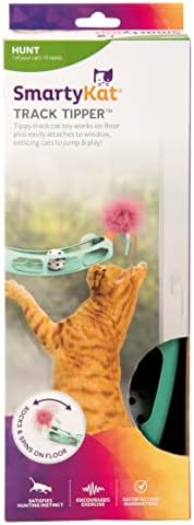 SmartyKat Track Tipper Ball Track Cat Toy Toy W/Cutction Cup, работи на подови и прозорци - сина, една големина