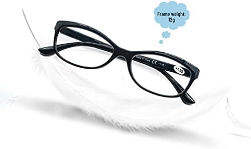 Cawint читање очила жени +1,50 стилски дами читатели лесни удобни очила за правоаголник за читање 6 пара