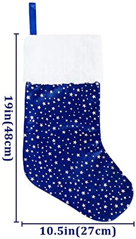 Божиќни чорапи на Лимбриџ, 6 пакувања 18 инчи сјај Златна starвезда принт со плишната манжетна, класични декорации за порибување за целото
