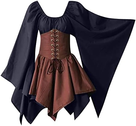 Costенски носии за Ноќта на вештерките, ренесансна маскарада пиратска космејска облека готска облека пеперутка ракав ретро колено фустан