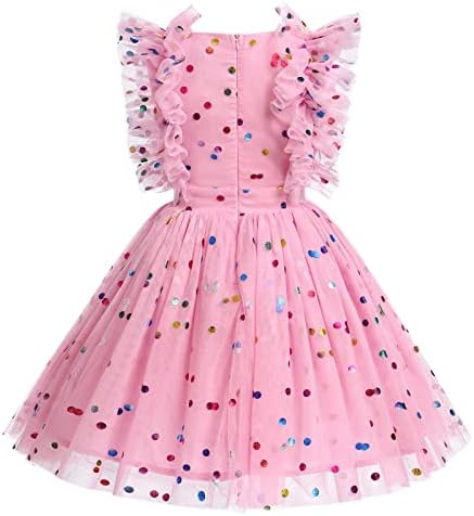 Детски девојки конфети роденденски принцеза фустан Руфл ракав Бохо торта пресече фотосесија облека 3-10T