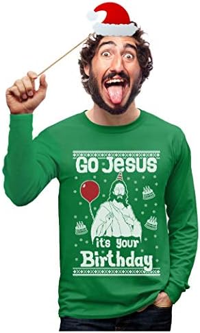 Tstars оди Исус, тоа е твојата роденденска кошула мажи грда божиќен џемпер стил долг ракав