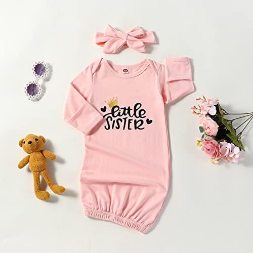 Lyqtloml новороденче девојче мало сестра за спиење на облека со долги ракави за ноќна облека во ноќна облека