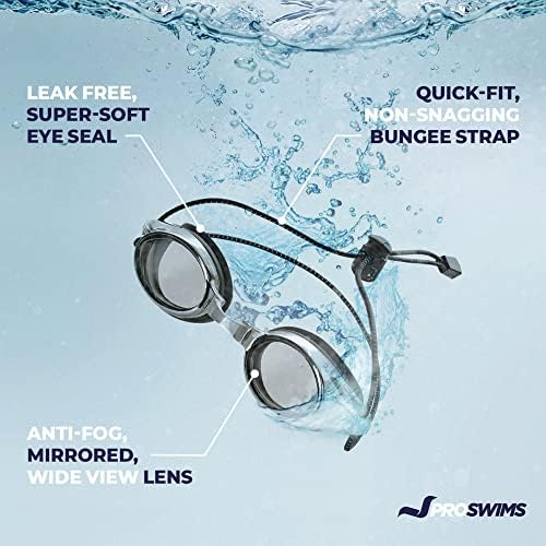 Proswims анти-мастички трки за пливање очила со лента за банџи, тврда кутија и бонус за пливање очила за чистење на микрофибер крпа