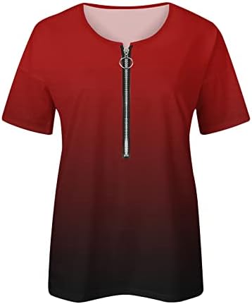 Женски кратки ракави маички кошули градиентни врвови во боја на туника