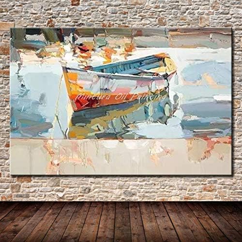 Skyinbags Голема рака насликана модерна масло сликарство на платно, апстрахирајте го бродот во езерските wallидни слики уметнички дела декор за