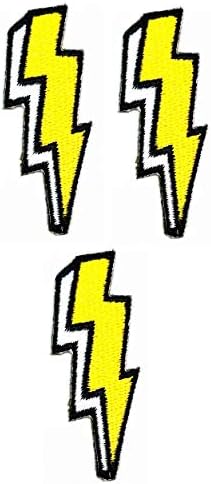 Умма лепенка сет од 3 мини жолти блиц бура осветлување гром на налепници за цртани филмови закрпи Молња Болт Диј Апликација