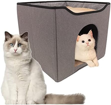 Куќа за мачки, Преклоплива Двојна Намена Удобна Вила За Мачки Квадратна Фирма за Кетерија