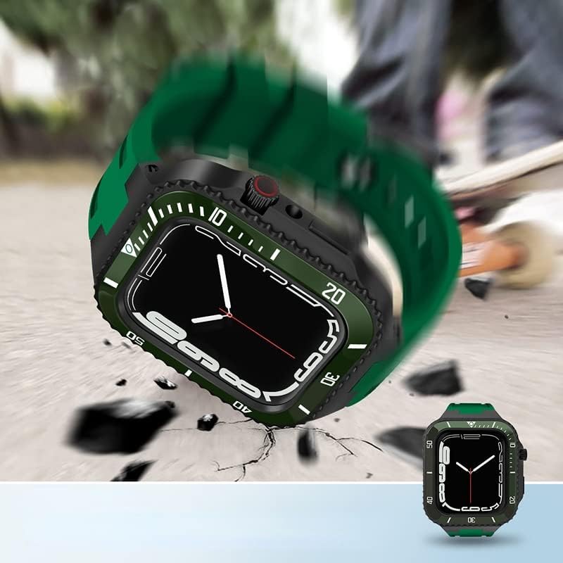 Болса Ремен За Комплет За Модификација За Apple Watch Band 45mm 44mm Метална Кутија+Керамика Браник Мод Комплет Покритие iwatch 8 7 6 5 4 SE