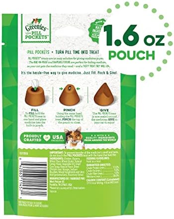 Greenies Pell Peicks Catnip вкус Природни меки мачки третираат, 1,6 мл, пакет од 45