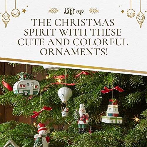 Колекција на елки за елки за елка, тартан оревокршач со украс на дрво, мерки на 4-инчен, виси украс, украсен декор, прстен за салфетка, празнични украси за дома