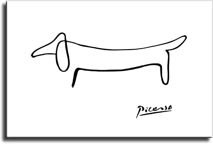 Пикасо Креативно dachshund Dog Minimalist Art Canvas Print Print Abstrict сликарство црно бело wallид слика модерна домашна декорација