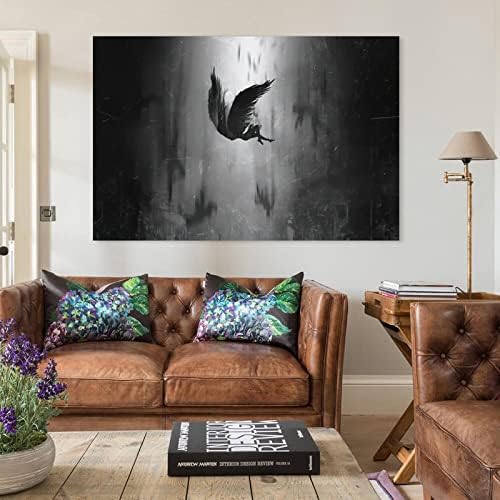 Паднат ангел луцифер wallидна уметност црно-бело гроздобер постер плакато плакат artидна уметност слика печатење модерна семејна
