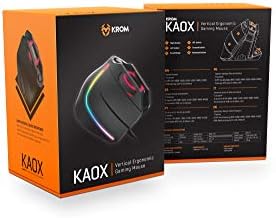 Krom Kaox - Nxkromkaox - вертикален глушец RGB оптички игри, 7 програмабилни копчиња, 6400 dpi, 6 бои, црна