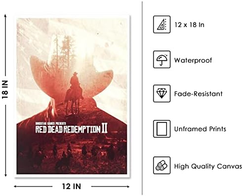 Luxbay HD Canvas Red Merk Dead Redemption 2 Постер печатење декорација wallидна уметност за декор со соба 12 x18