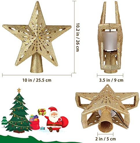 Besportble Новогодишна Елка Врвот, Сјајот Ѕвезда Дрво Врвот Вграден Во Ротирачки Божиќ Модел Проектор Светла - Осветлени Божиќ Ѕвезда Дрво