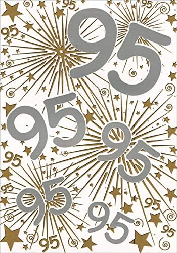 Дизајнер Поздрав 95 Повторени во сребрена и златна фолија на возраст од 95 /95 -та роденденска картичка