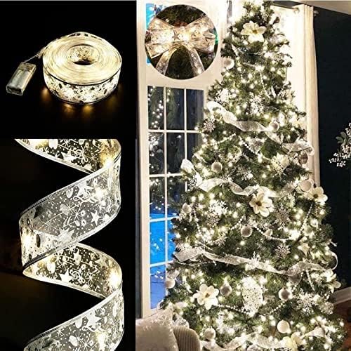 Dyizu Божиќна лента LED жица светлина Божиќна декорација на новогодишно украсување на новогодишна елка, приврзок подарок со двојно
