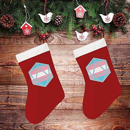 Трансродно знаме Д20 Божиќно порибување кратки плочи на Божиќни чорапи што висат украс за декорација на камин на елка 26x42cm