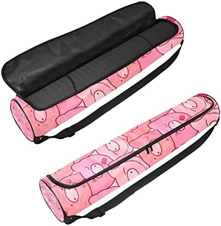 Розови свињи Беспрекорна шема Јога Мат торби со целосна зип торба за носење за жени, вежбање јога мат носач со прилагодлива лента