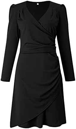 IQKA жени секси краток мини фустан Длабоко V Ruched обвивка од молив фустани канцеларија работа вечер надвор вечер за забава